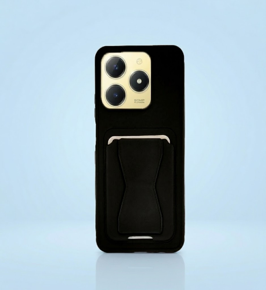  Practical and stylish case: leather-like polyethylene material, raised protective edges, built-in card wallet and hidden kickstand compatible with REALME C61. 