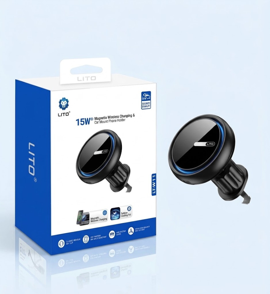  LT-W07 Car Phone Holder with 15W Magnetic Wireless Charger 