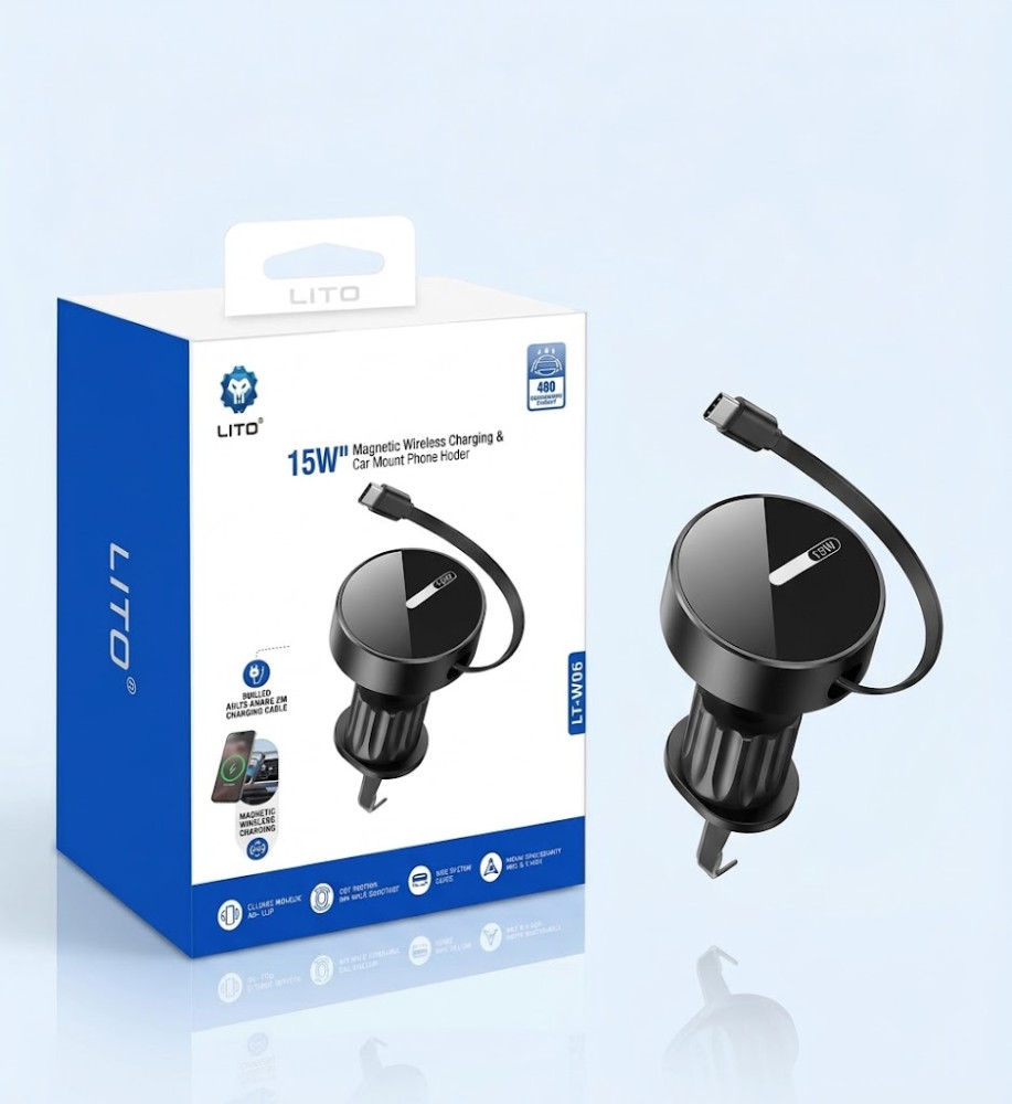  LITO LT-W06 Magnetic Car Phone Holder with Wireless Charger 