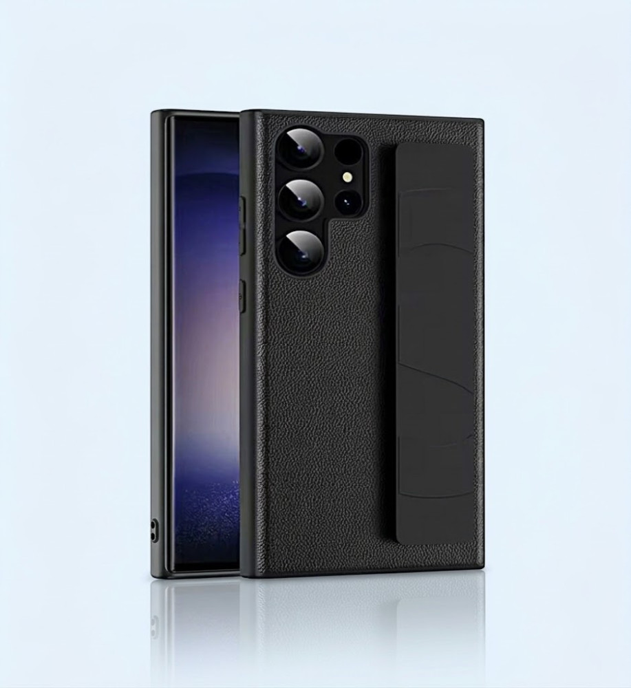  Samsung S24 Ultra Leather Texture Case with Solid Colors, Smart Hand Strap and Full Protection 