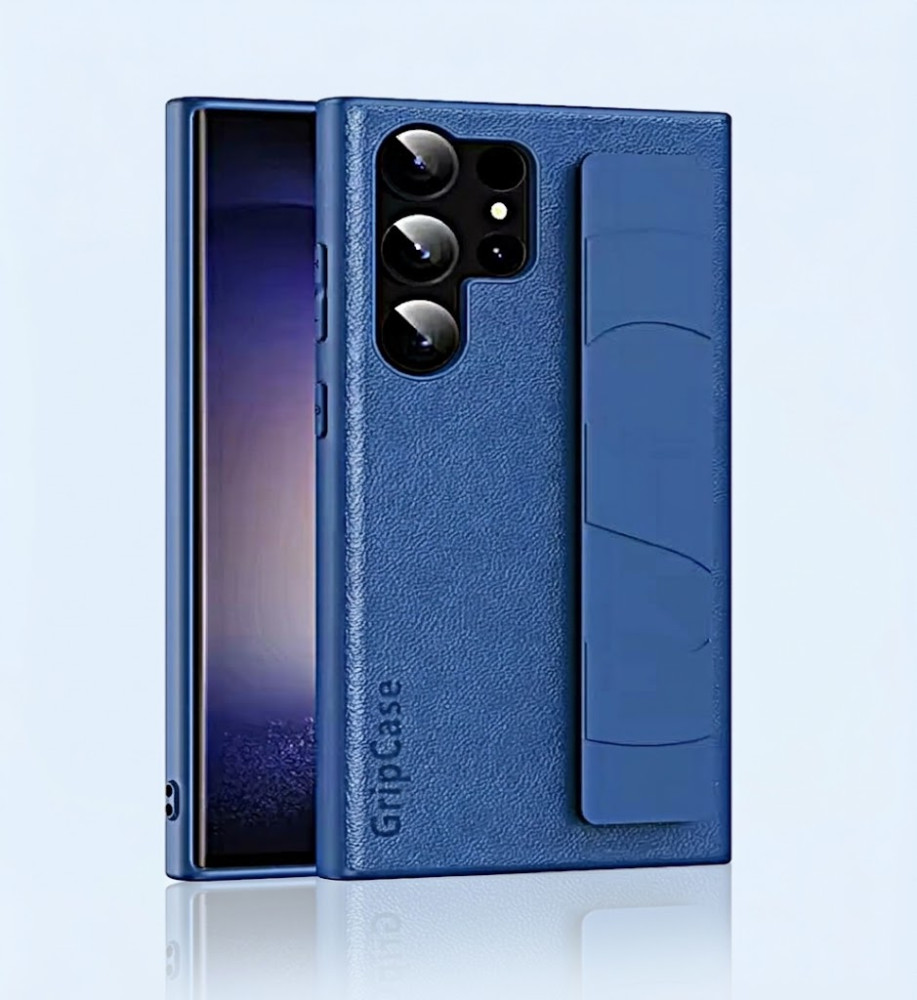  Samsung S23 Ultra Leather Texture Case with Solid Colors, Smart Hand Strap and Full Protection 