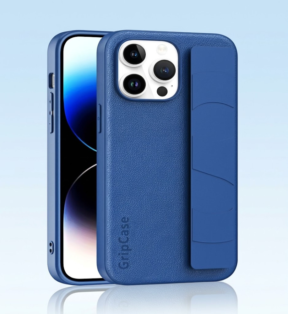  iPhone 15 Leather Texture Case with Solid Colors, Smart Hand Strap and Full Protection 