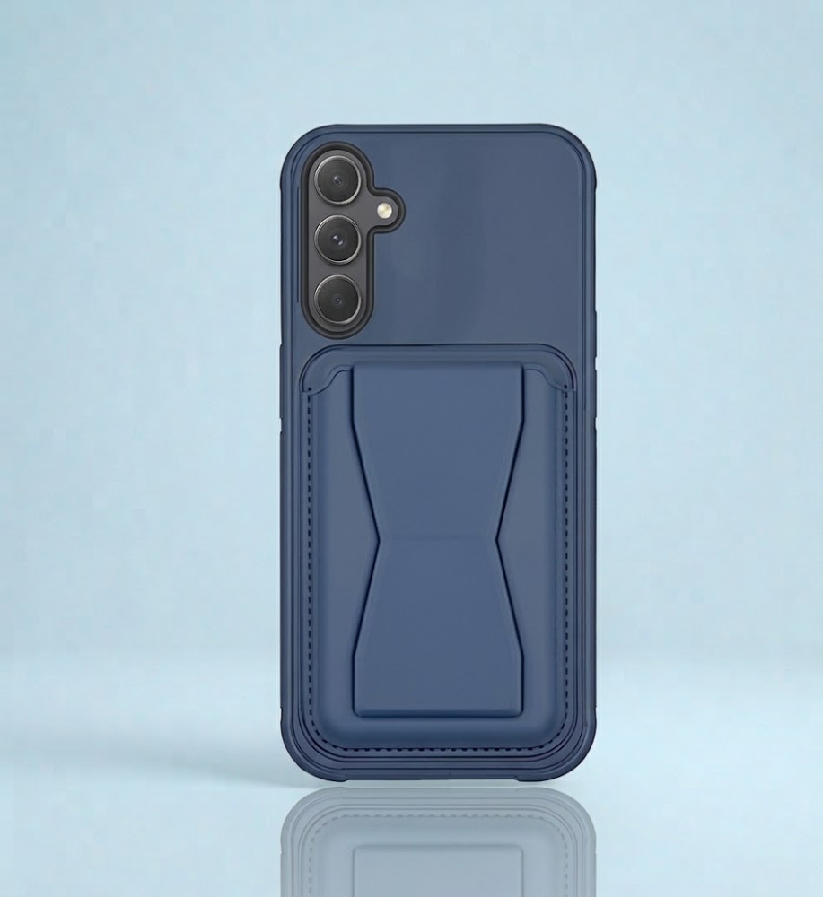  Practical and stylish case: leather-like polyethylene material, raised protective edges, built-in card wallet and hidden kickstand compatible with Samsung A16 
