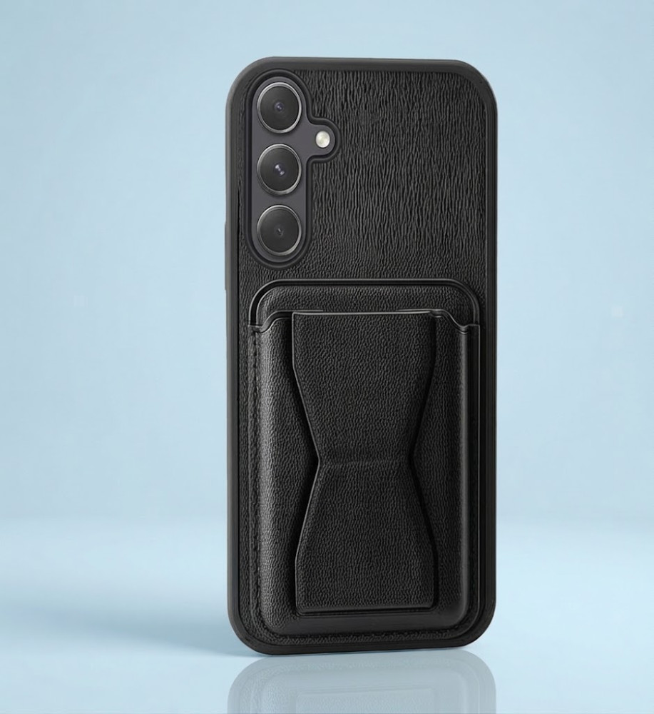  Practical and stylish case: leather-like polyethylene material, raised protective edges, built-in card wallet and hidden kickstand compatible with Samsung Phone A05S 