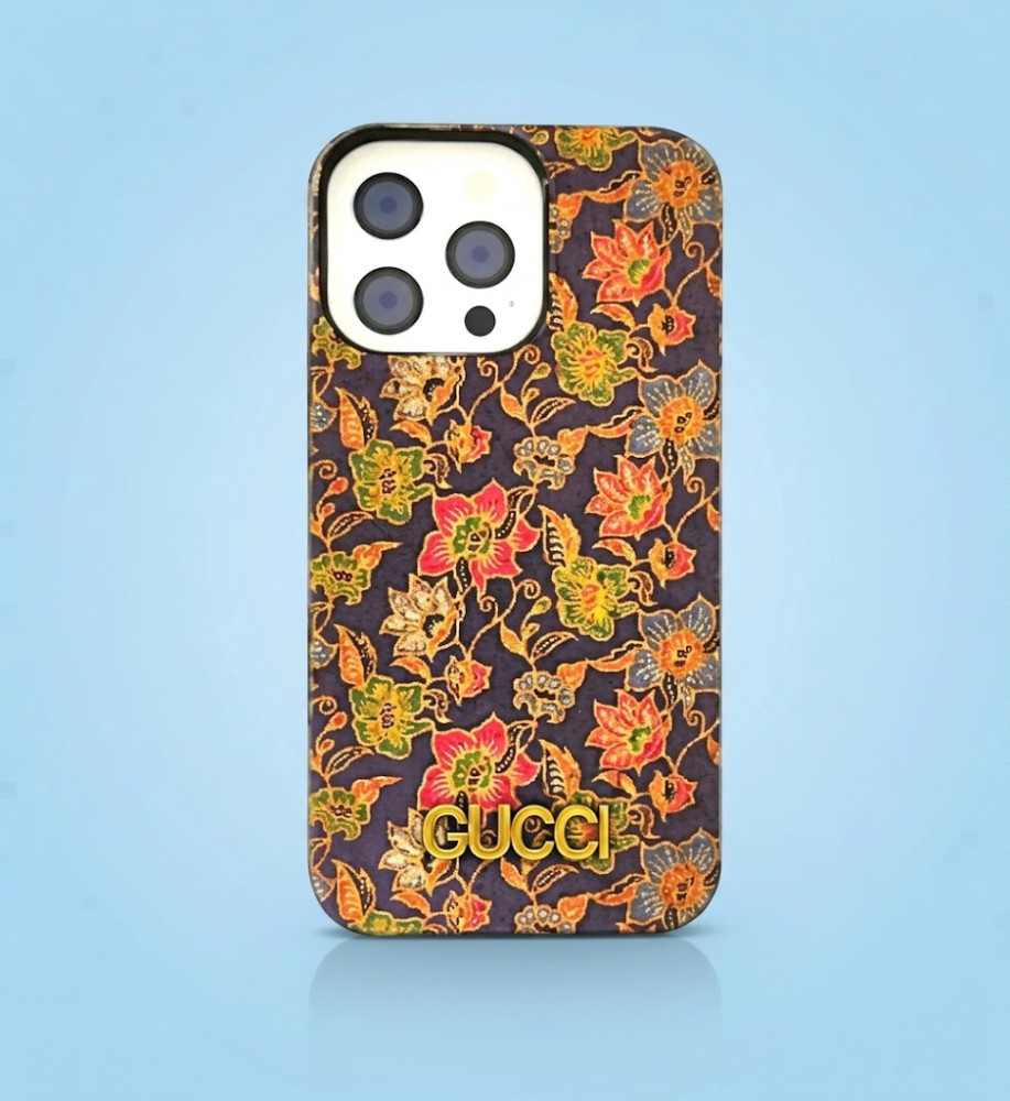 RVMO iPhone 14 Pro Max Premium Lightweight Case with Floral Pattern and Raised Gold Lettering 
