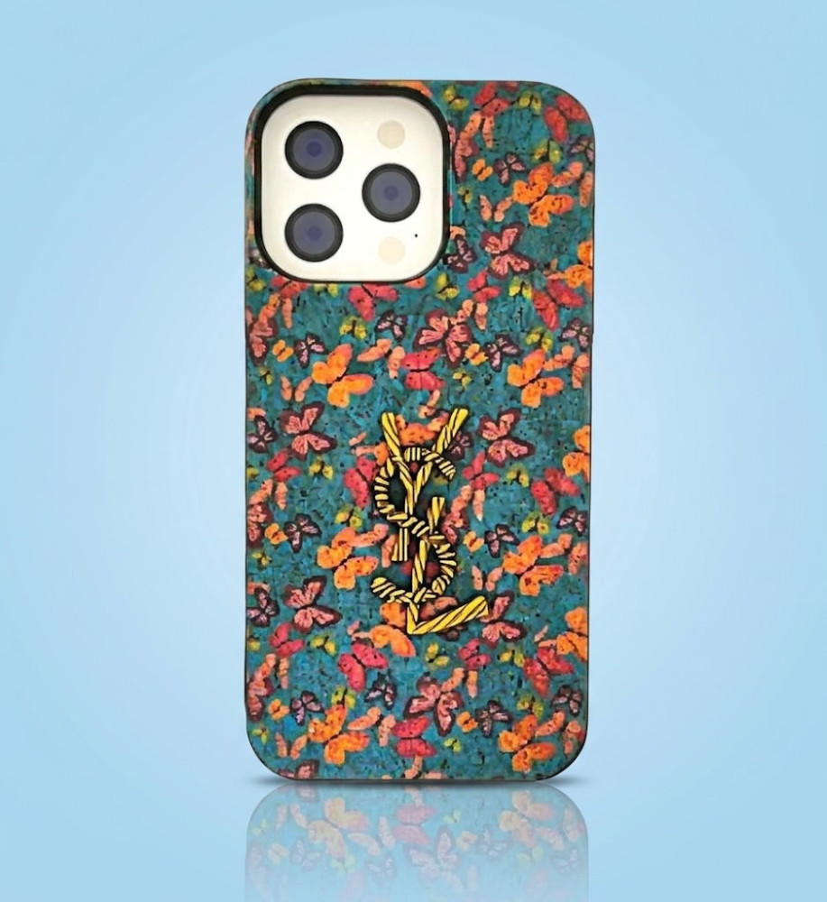  RVMO iPhone 15 Pro Max Premium Lightweight Case with Floral Pattern and Raised Gold Lettering 