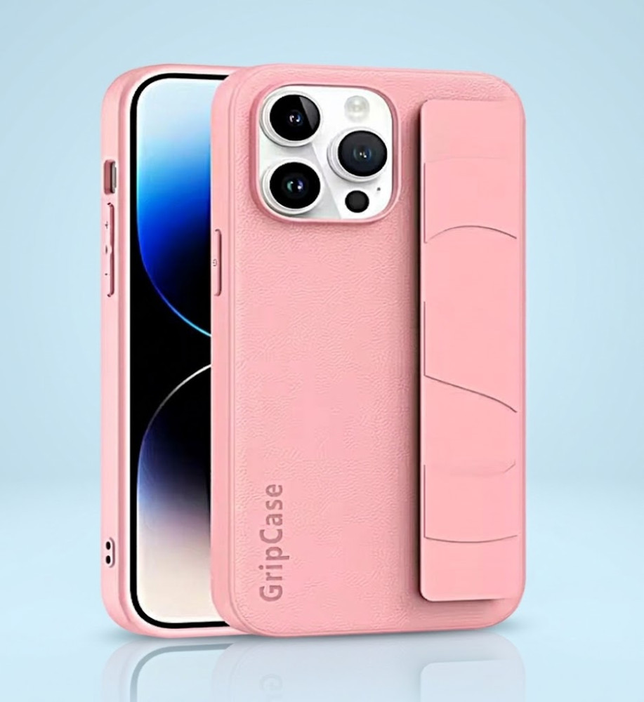 iPhone 14 Pro Max Leather Texture Case with Solid Colors, Smart Hand Strap and Full Protection 