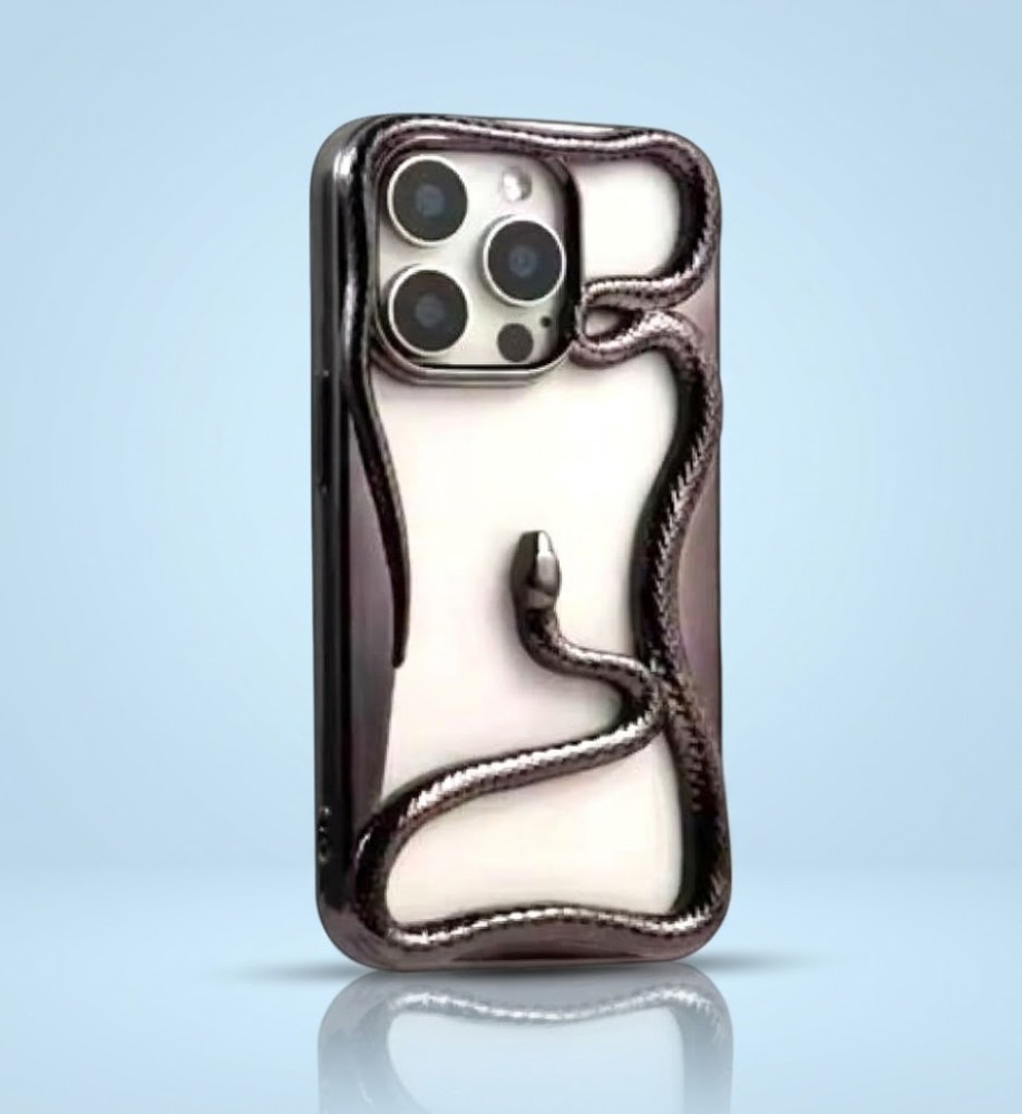  iPhone 16 Pro Max 3D Silicone Snake Design Case with Glossy Finish and Heat Dissipation Cutouts 