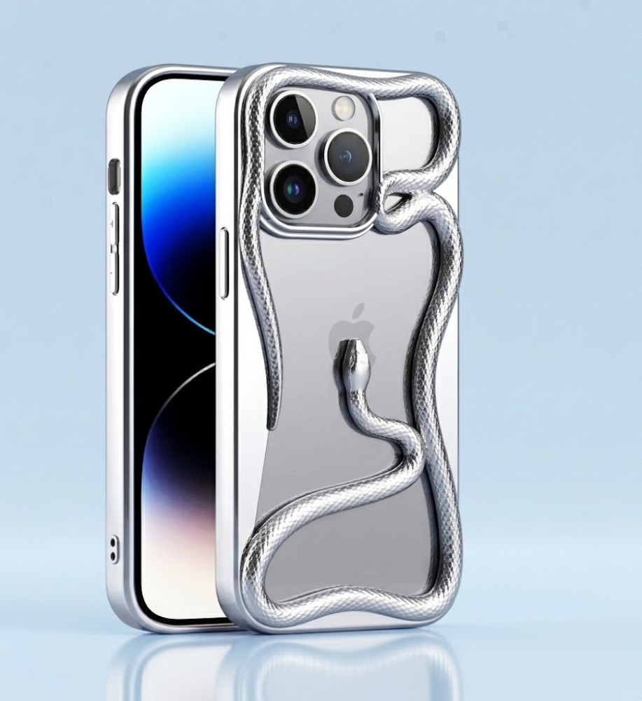  iPhone 12 Pro Max 3D Silicone Snake Design Case with Glossy Finish and Heat Dissipation Cutouts 
