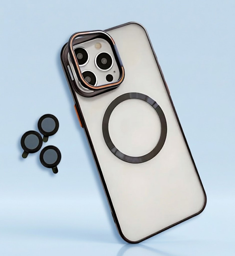  iPhone 15 Pro Max Clear MagSafe Case with Titanium Frame, Camera Stand and Lens Protectors 