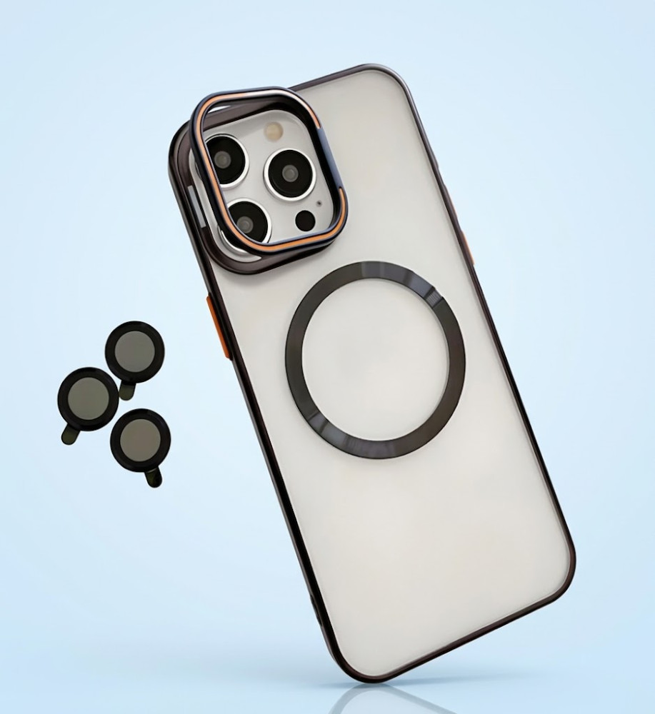  iPhone 15 Pro Clear MagSafe Case with Titanium Frame, Camera Stand and Lens Protectors 