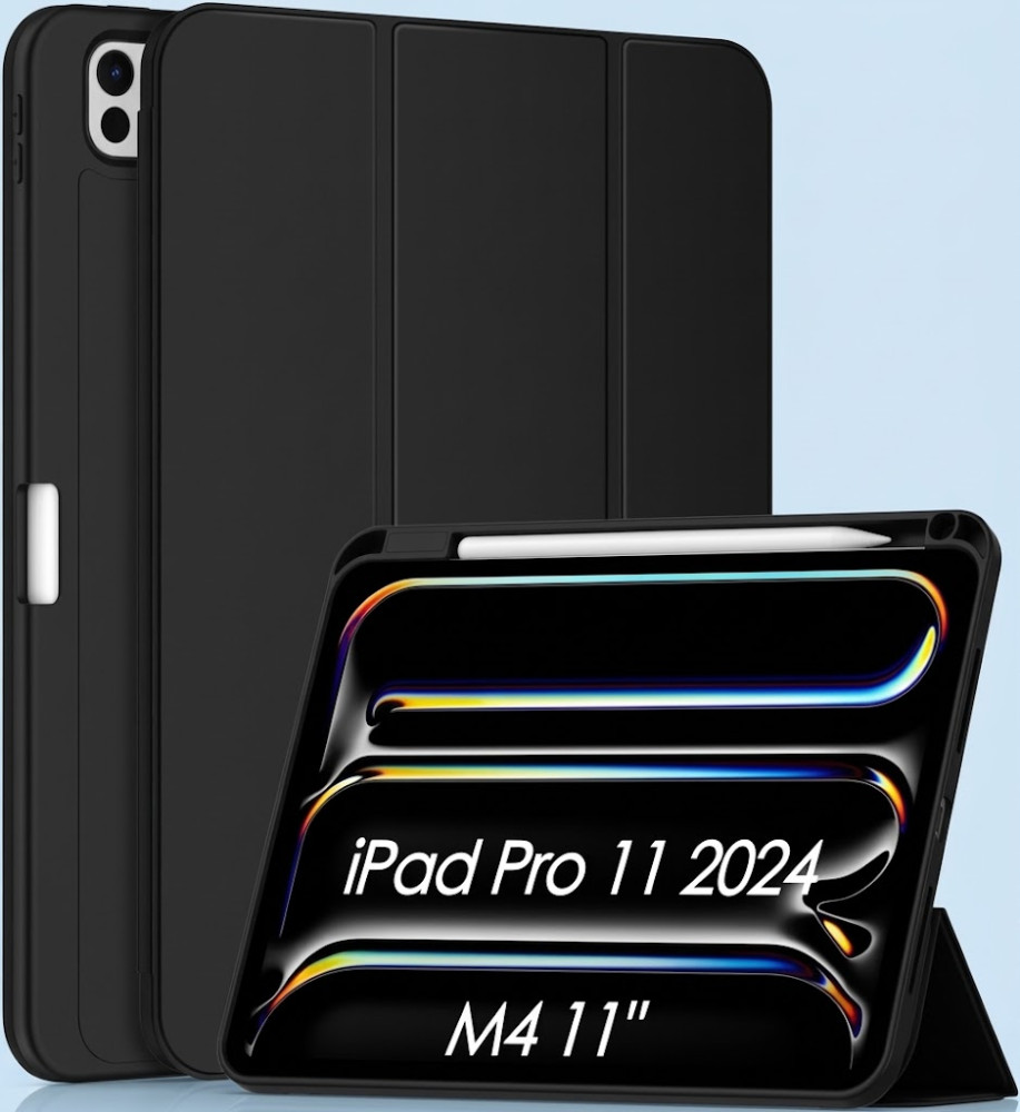  iPad Pro M4 11-Inch 2024 Smart Case with Pencil Holder, Tri-Fold Stand & Shock Protection 