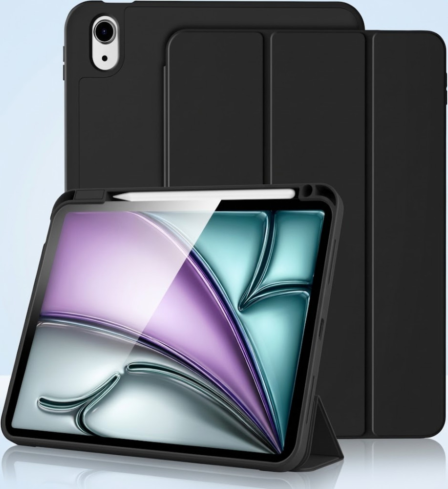  iPad Air 11-Inch 2024 Smart Case with Pencil Holder, Tri-Fold Stand & Shock Protection 