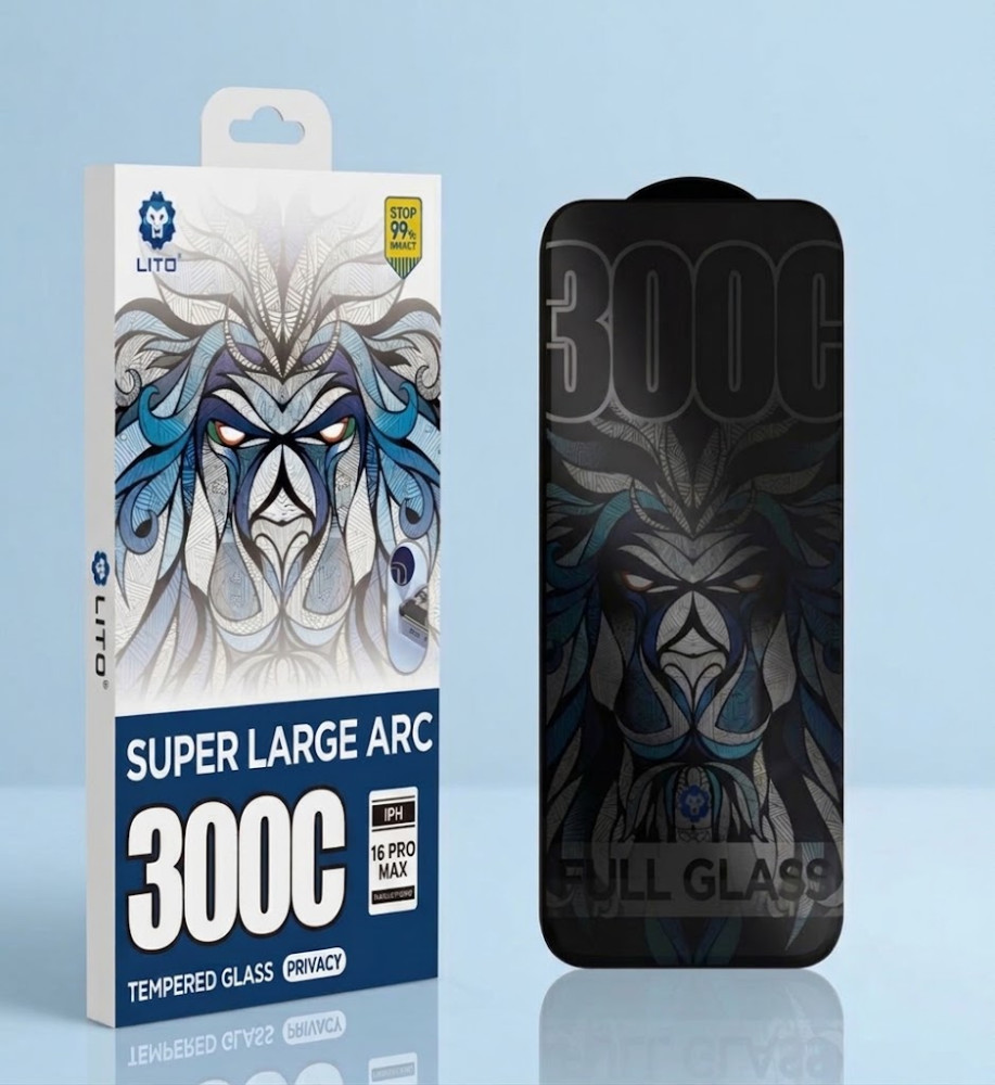  اسكرينة فاميه برايفت ايفون 16 برو ماكس LITO 300C Super Large ARC زجاج حماية كامل 