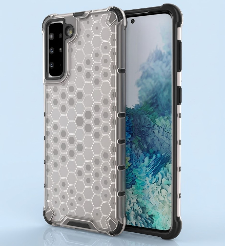  Samsung S21 Plus Clear Honeycomb Shockproof Case with Raised Camera & Screen Protection 