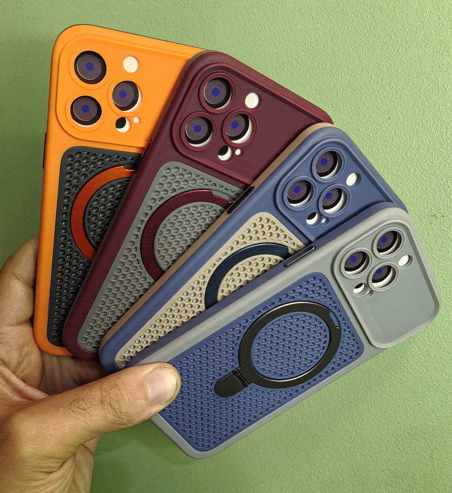  *iPhone 13 Pro Max Silicone Mesh Case with Metal Stand* 