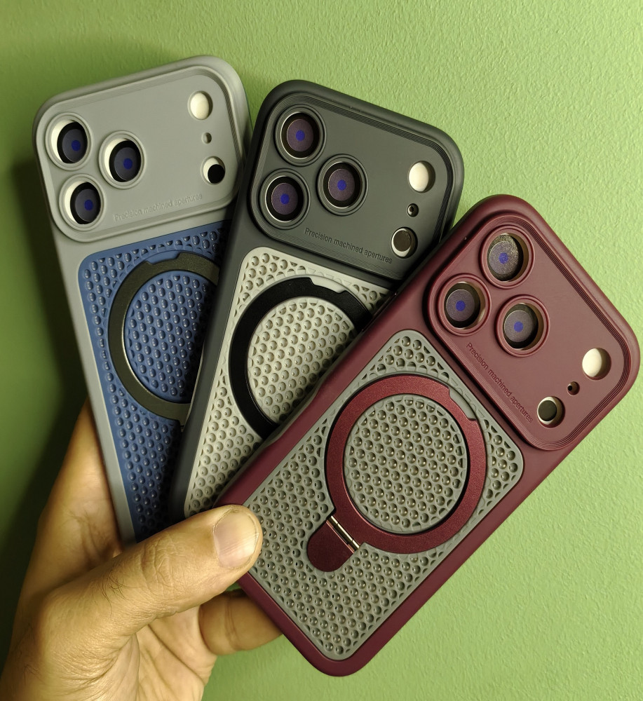  *iPhone 18 Pro Silicone Mesh Case with Metal Stand* 