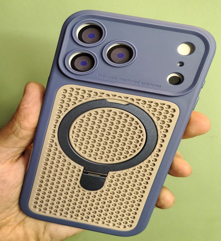  iPhone 18 Pro Max Silicone Mesh Case with Metal Stand 