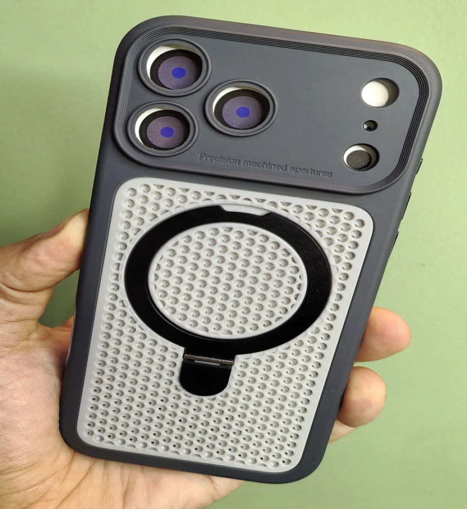  iPhone 18 Pro Max Silicone Mesh Case with Metal Stand 