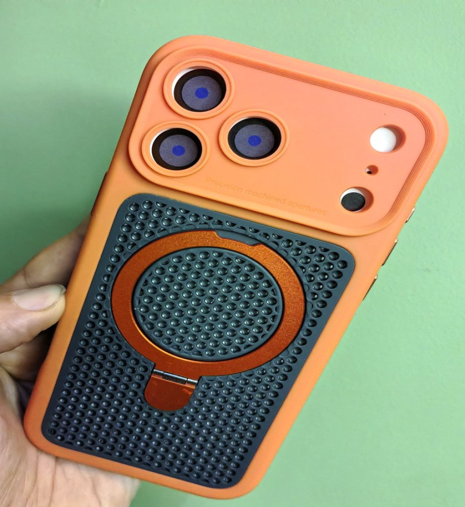  iPhone 18 Pro Max Silicone Mesh Case with Metal Stand 