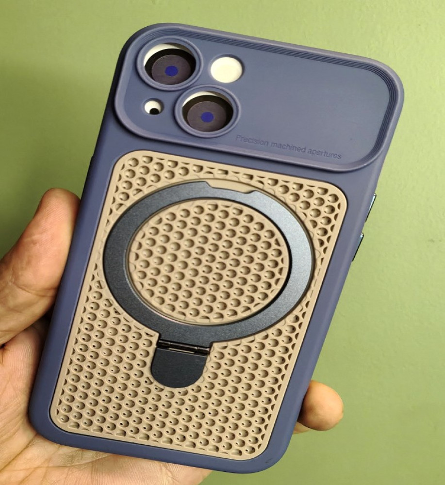  iPhone 13 Silicone Mesh Case with Metal Stand 