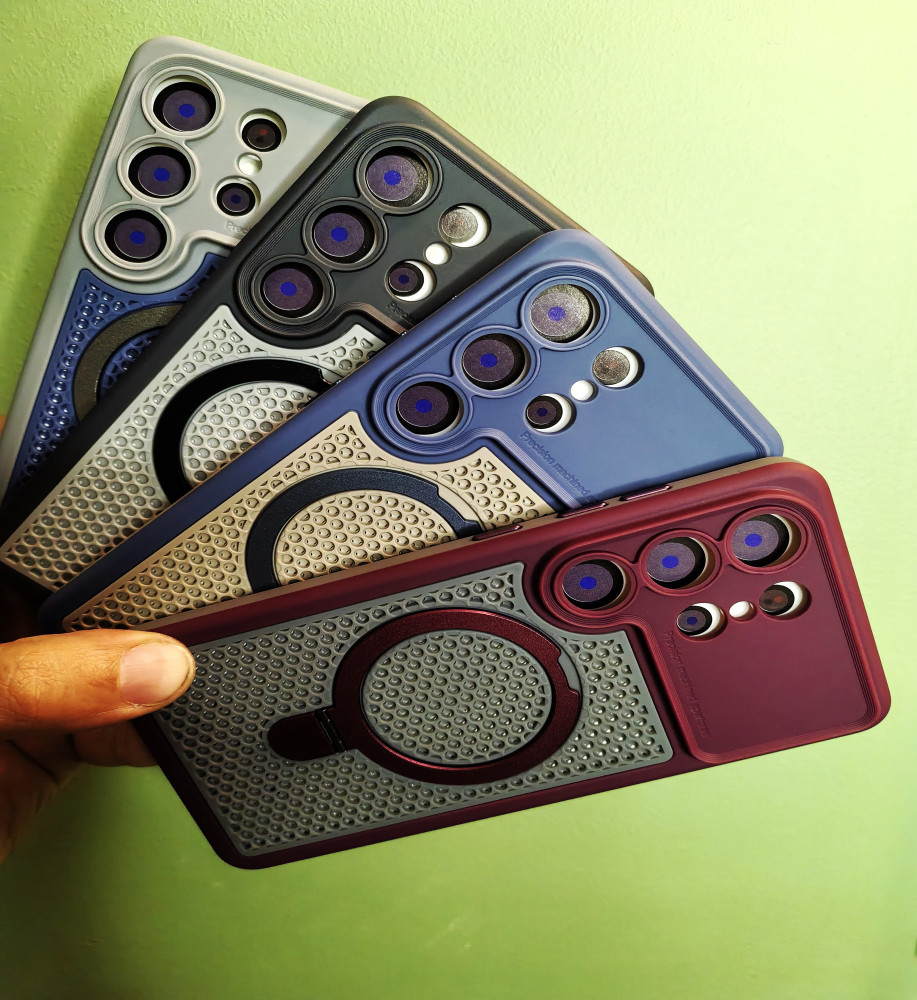  *S24 Ultra Silicone Mesh Case with Metal Stand* 