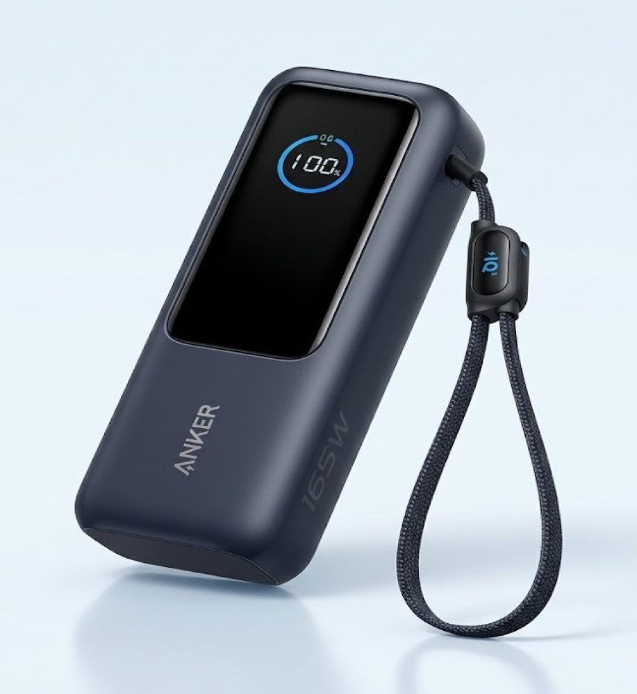  Anker Ultra-Fast 165W 25,000mAh Power Bank with Smart Display and Dual Built-in Cables (Model A1695) 