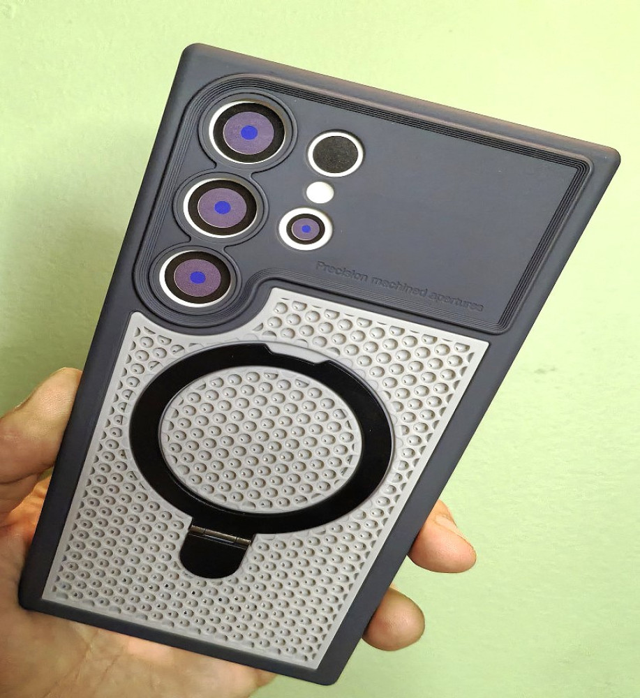  *S26 Ultra Silicone Mesh Case with Metal Stand* 