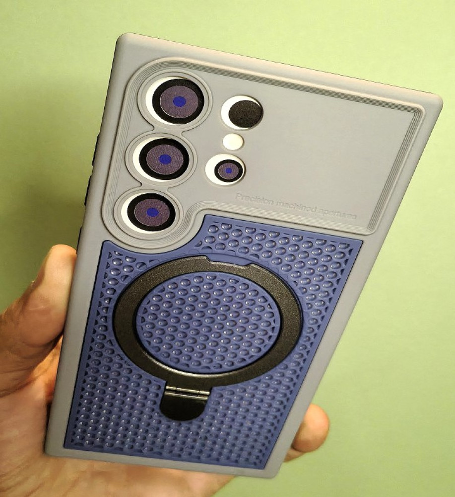  *S25 Ultra Silicone Mesh Case with Metal Stand* 