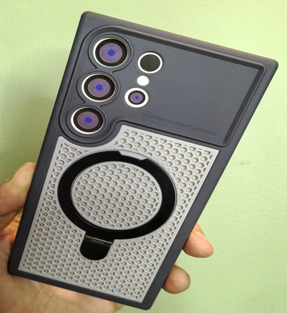  *S24 Ultra Silicone Mesh Case with Metal Stand* 