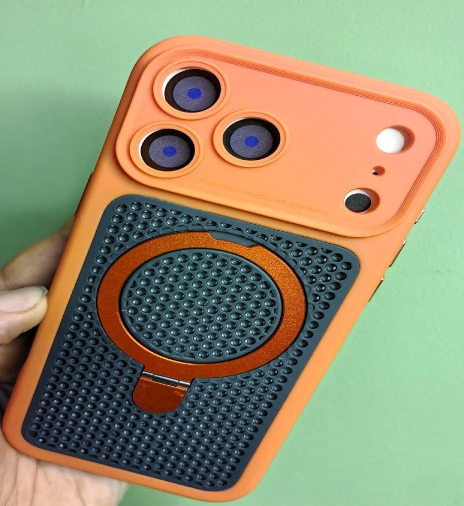 *iPhone 18 Pro Max Silicone Mesh Case with Metal Stand* 