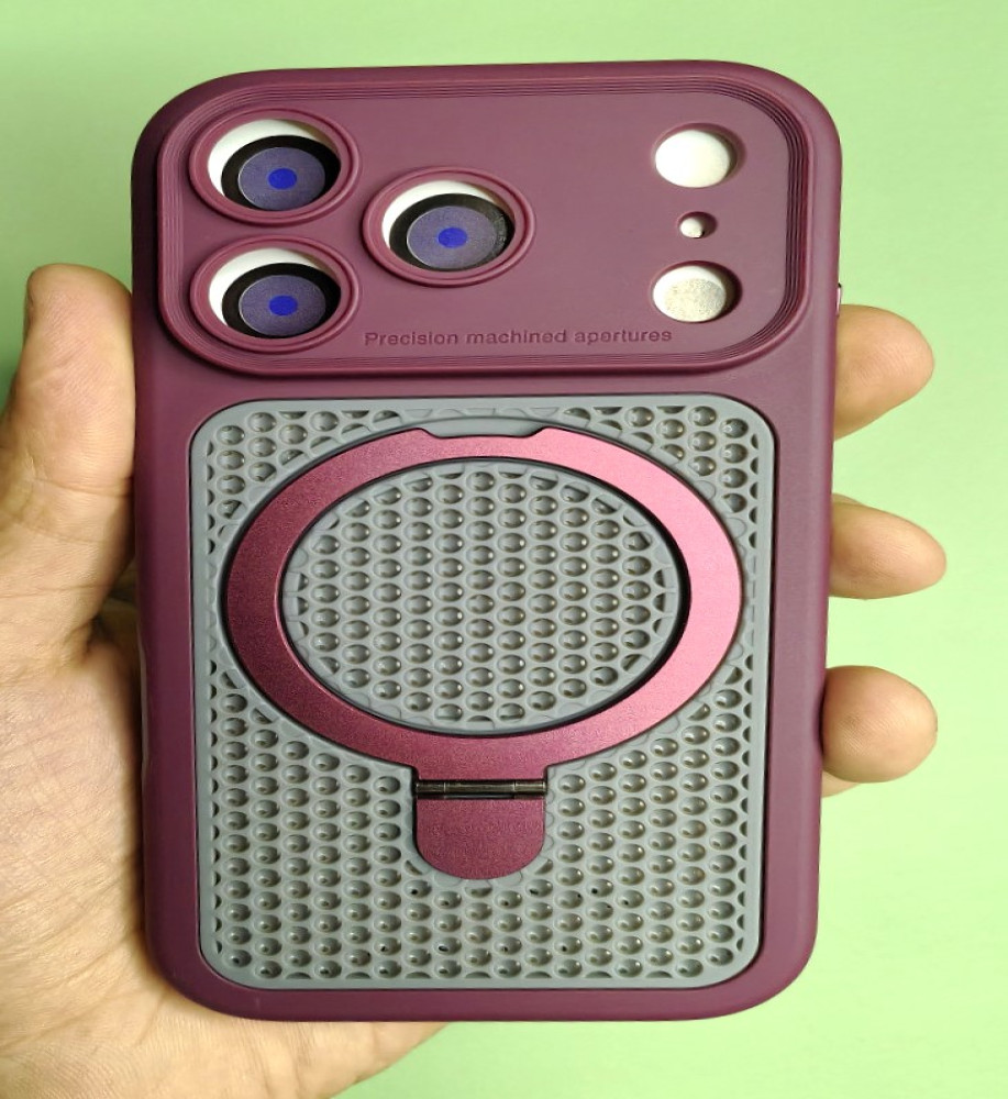  *iPhone 18 Pro Silicone Mesh Case with Metal Stand* 
