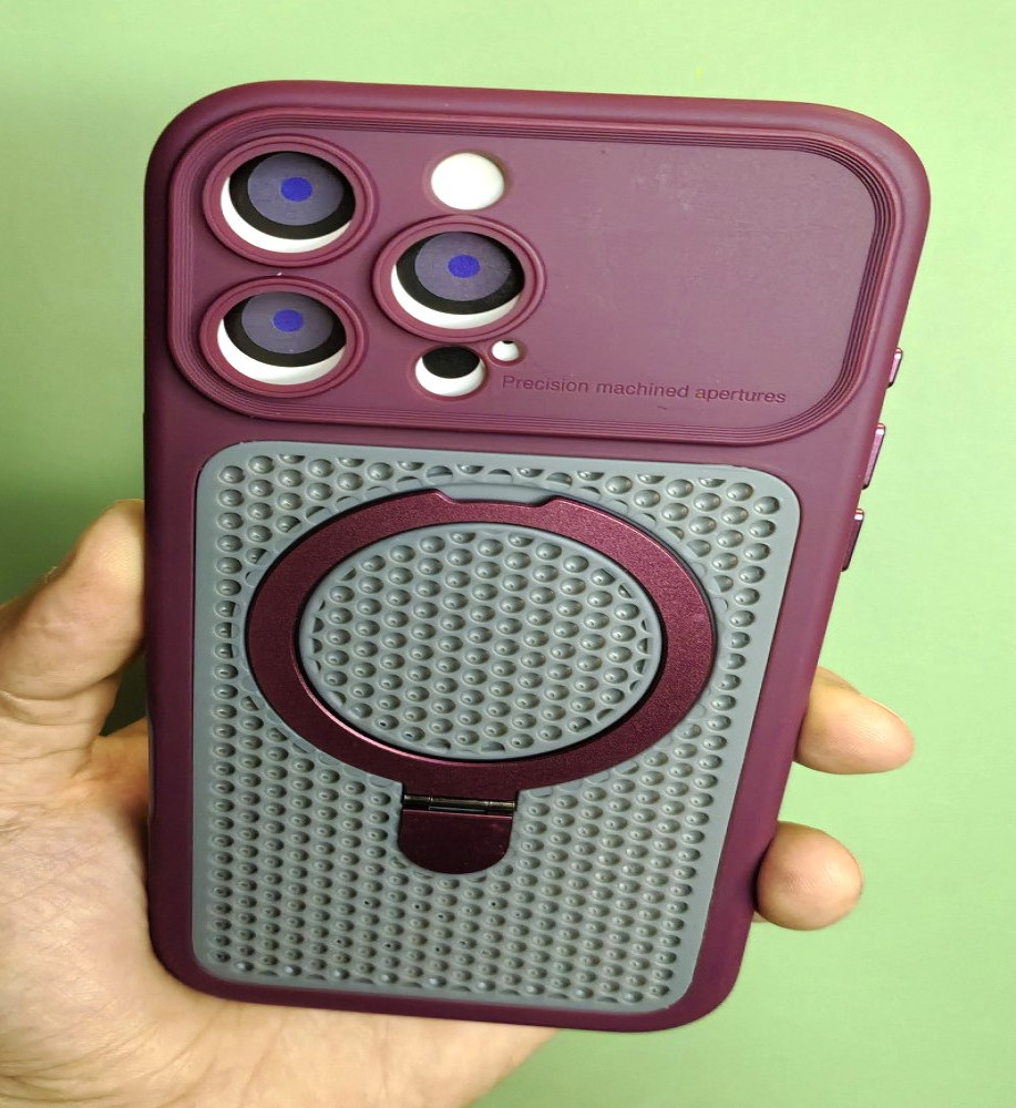  *iPhone 16 Pro Max Silicone Mesh Case with Metal Stand* 