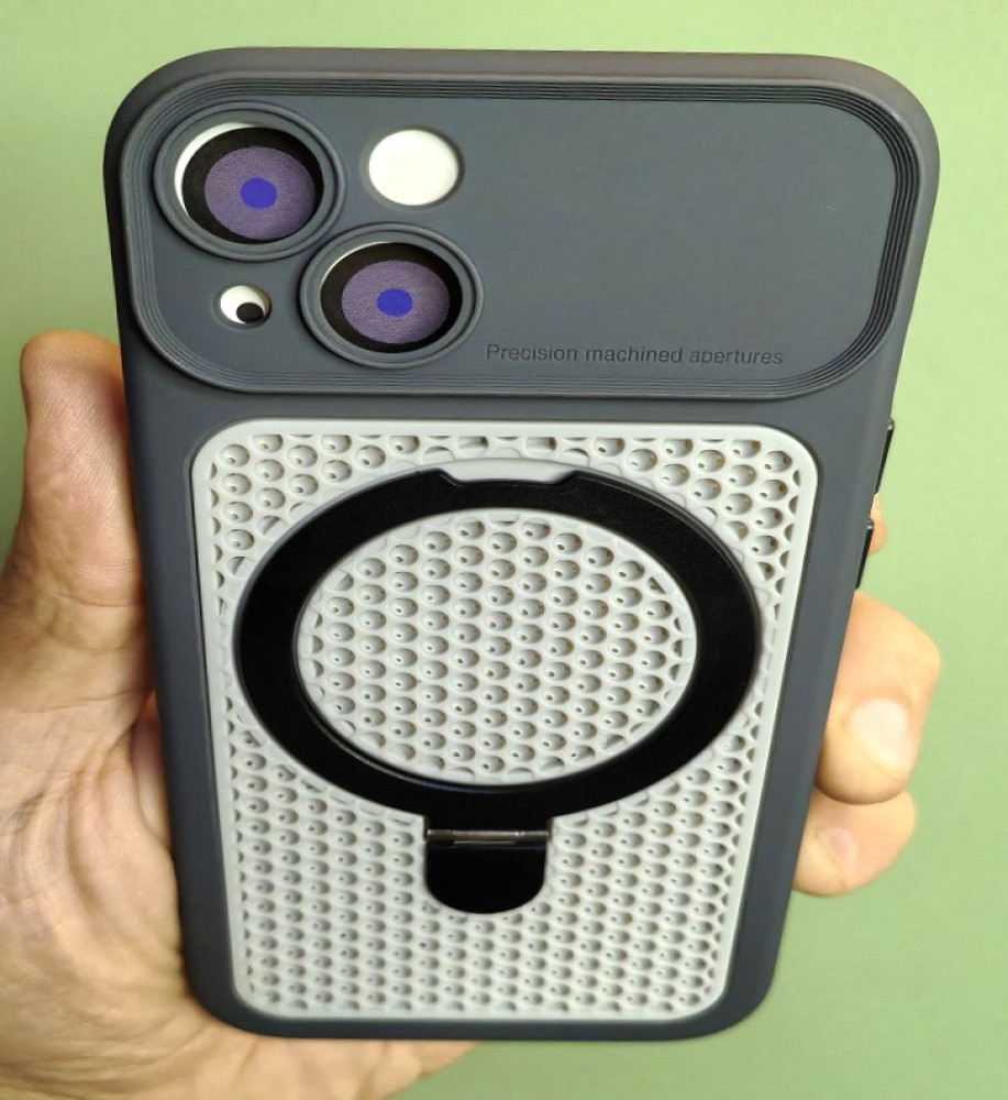  iPhone  14 Silicone Mesh Case with Metal Stand 