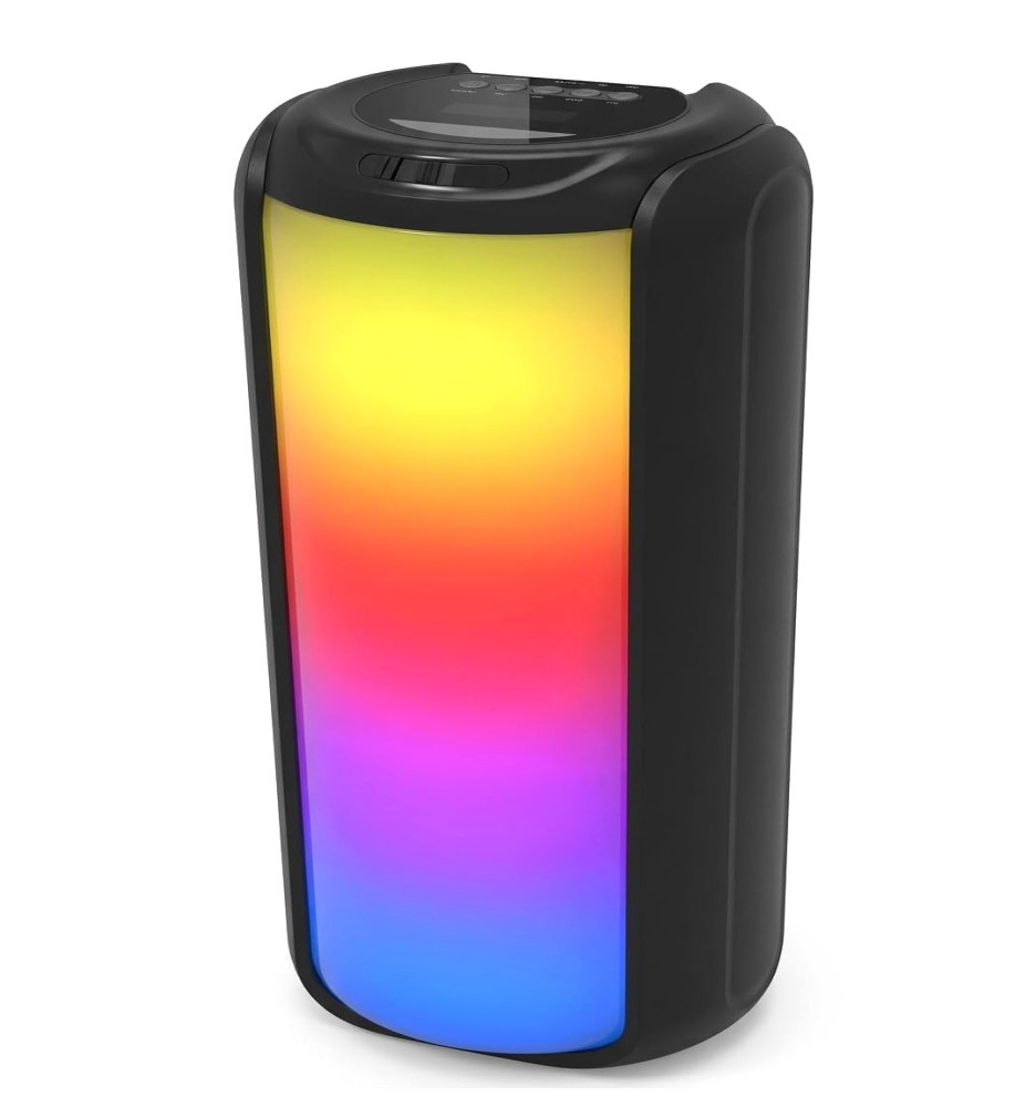  GN-09 portable wireless Bluetooth speaker, featuring dynamic RGB lighting, a 1200mAh battery, a 10cm audio driver, and a USB port—designed for convenience and easy portability, perfect for parties. 
