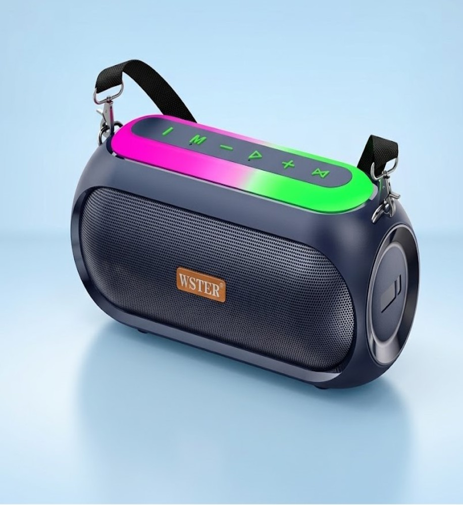 *WSTER Wireless Bluetooth Speaker with 20W Power (20W×2) Extra Bass, 8000mAh Battery, RGB Lighting and Shoulder Strap (Model JC-830)* 